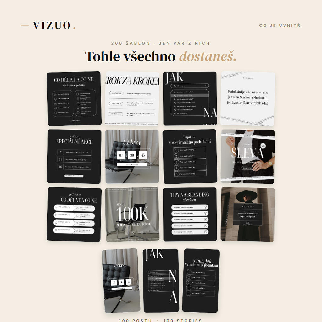 Vizuo — 200 Instagram šablon v češtině