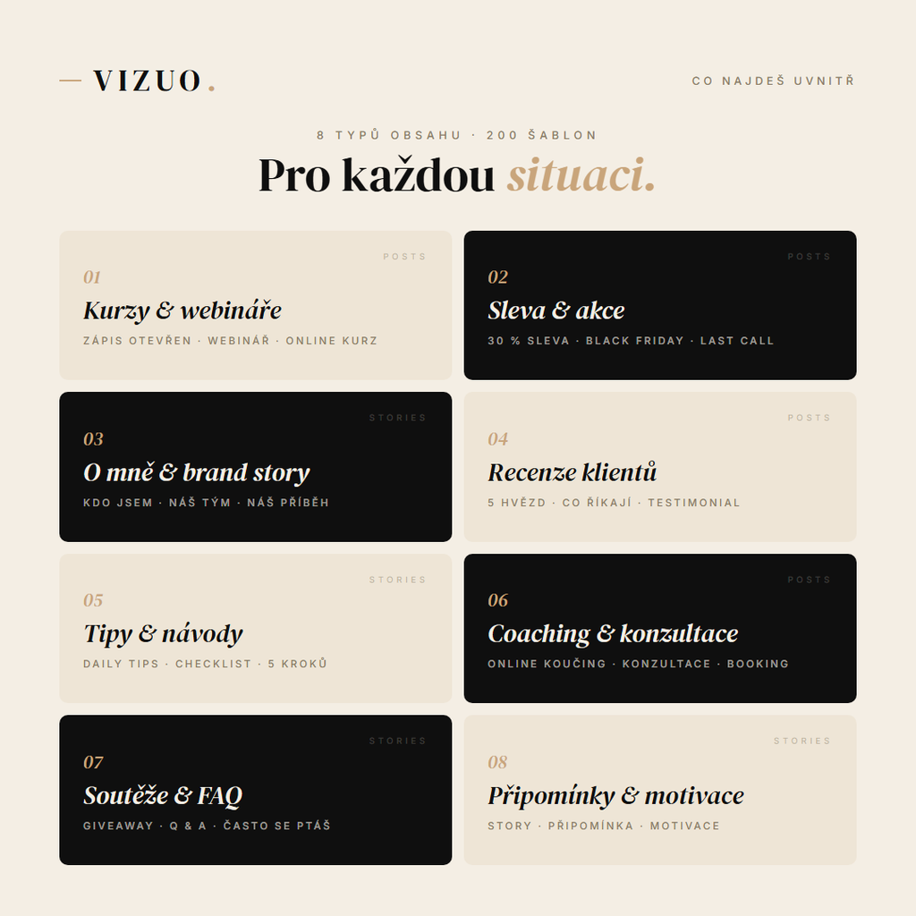 Vizuo — 200 Instagram šablon v češtině