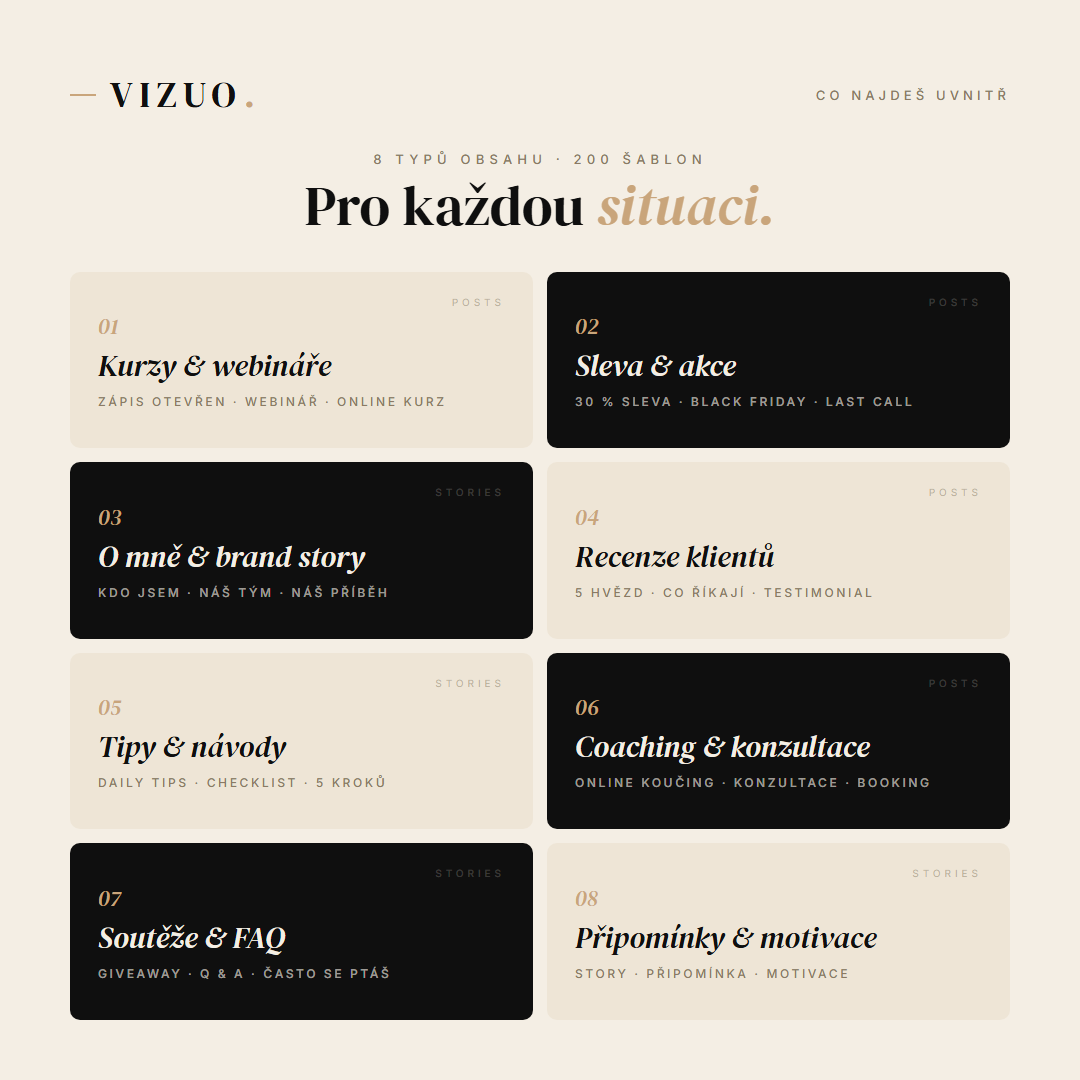 Vizuo — 200 Instagram šablon v češtině